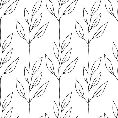 Minimalist botanik geçmişi. Doğrusal iz bırakmaz. Kumaş örneği. Tekstil ve duvar kağıdı tasarımı