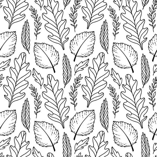 Handgezeichneter Herbst Hintergrund Rustikales Blättermuster Stoffmuster Vorhanden Nahtloses Design Von — Stockvektor