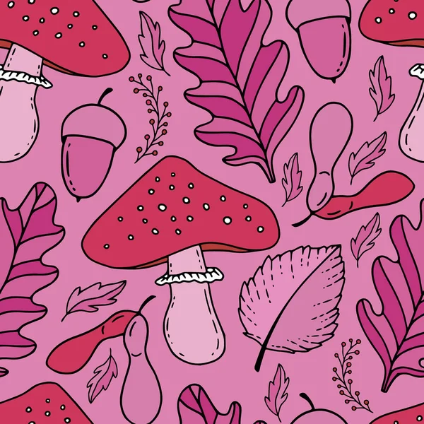 Roztomilé Podzimní Pozadí Růžový Podzimní Vzor Hodinky Látky Textilní Tapety — Stockový vektor
