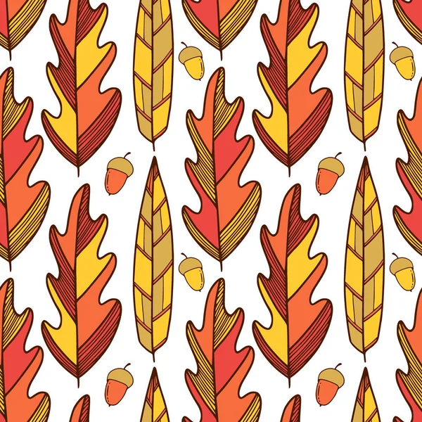 Höstens Bakgrund Bladen Mönster Gula Och Orange Färger Textil Och — Stock vektor