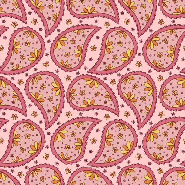 Paisley装饰图案 民间的Boho设计 花序花序无缝图案 可用于墙纸 纺织品 陶瓷设计 — 图库矢量图片