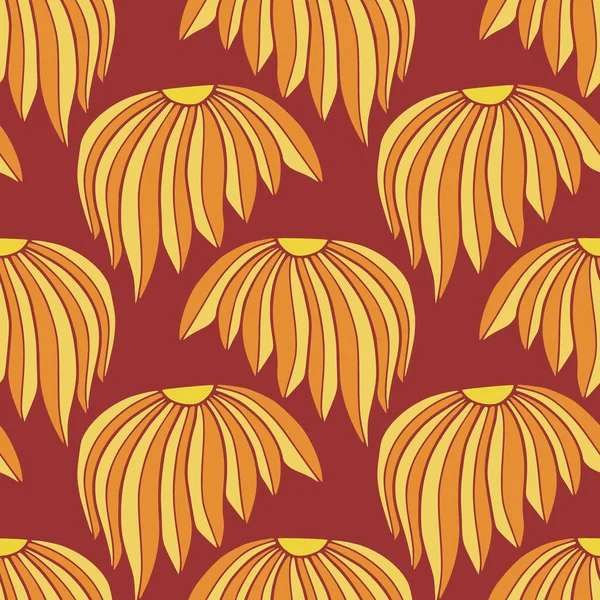 Китайский Узор Красном Желтом Цветах Текстильного Дизайна Хризантема Бесшовная Векторная — стоковый вектор