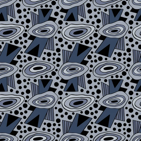 Bezešvé Vzor Geometrickými Tvary Šedé Modré Pozadí Módní Textilie Design — Stockový vektor