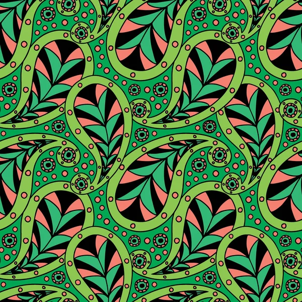 Modern Paisley Patroon Felgroene Kleuren Paisley Folkloristisch Naadloos Patroon Voor — Stockvector