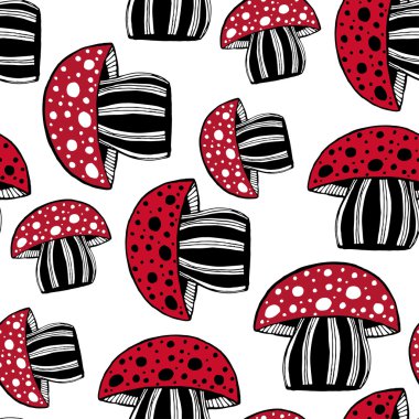 sorunsuz doodle amanita mantar