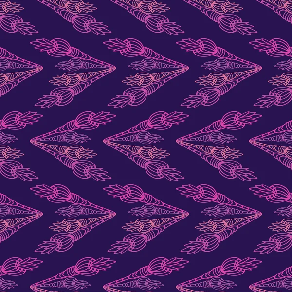 Nahtloses violettes Muster mit floralen Pfeilen. Vektorhintergrund — Stockvektor