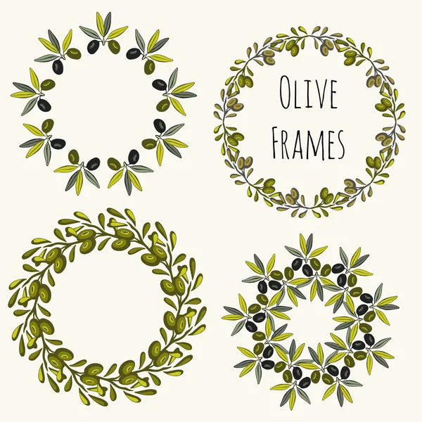 Olive frames hand drawn set. — Stock Photo, Image