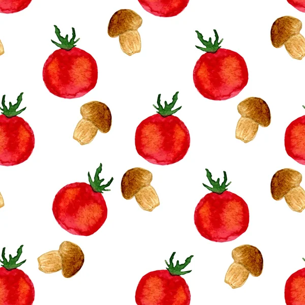 토마토와 버섯 패턴. — 스톡 벡터