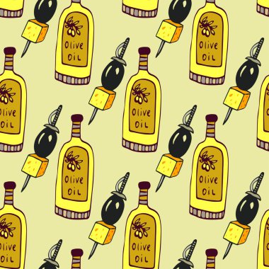 geleneksel İtalyan yemekleri çizilmiş