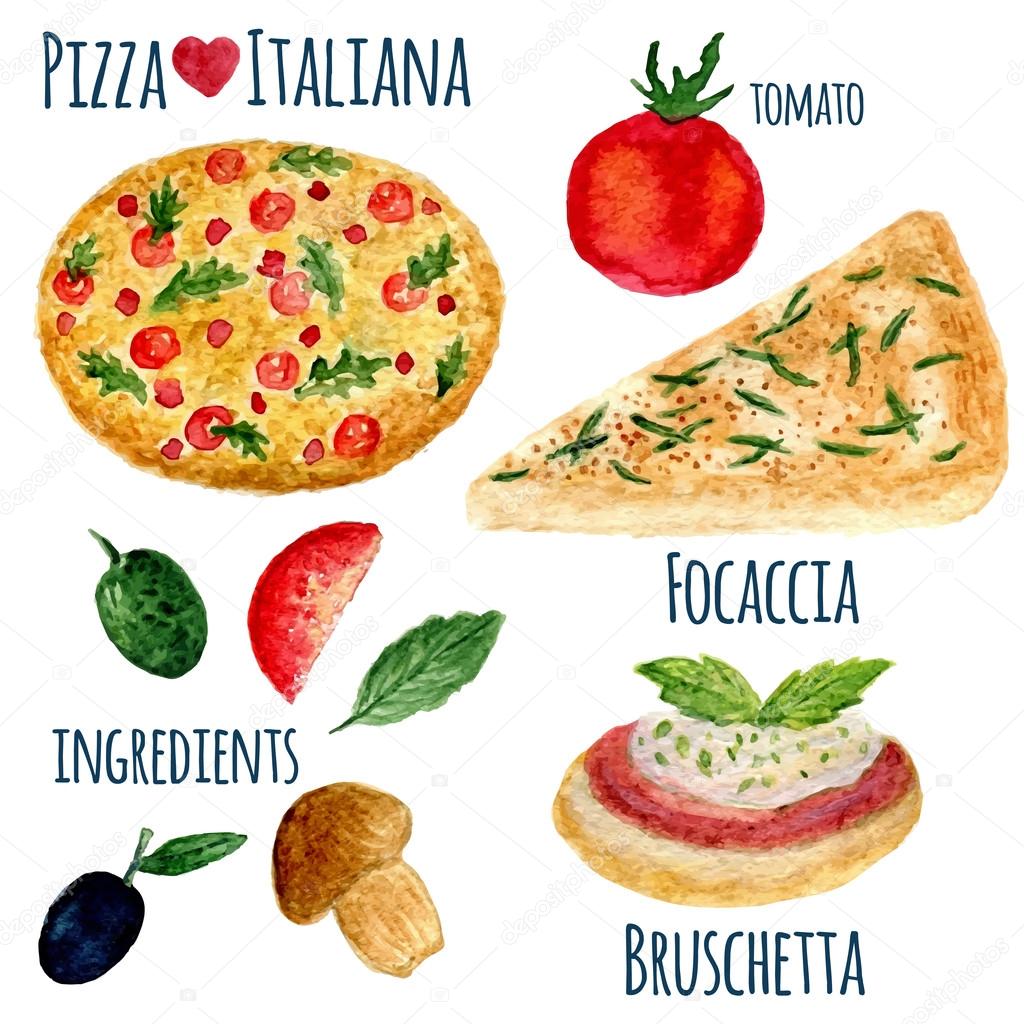 watercolor pizza illustration