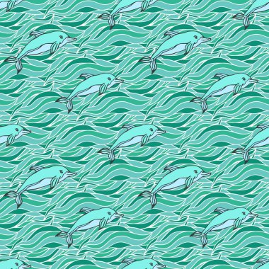 Dalgalar doodle deniz suyu