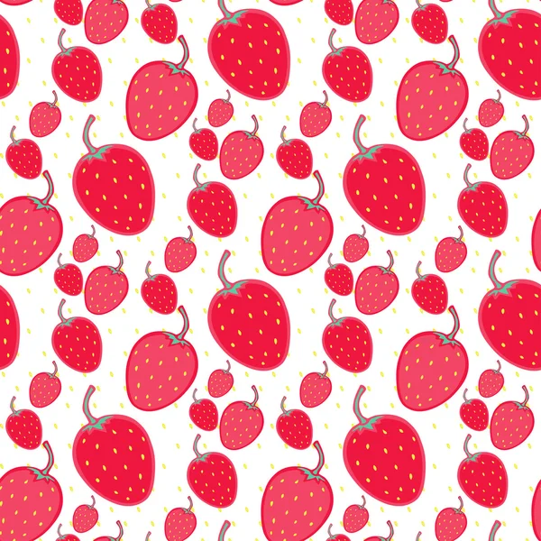 딸기 원활한 벡터 패턴입니다. 흰색 바탕에의 건강 한 열매 여름 완벽 한 텍스처 — 스톡 벡터