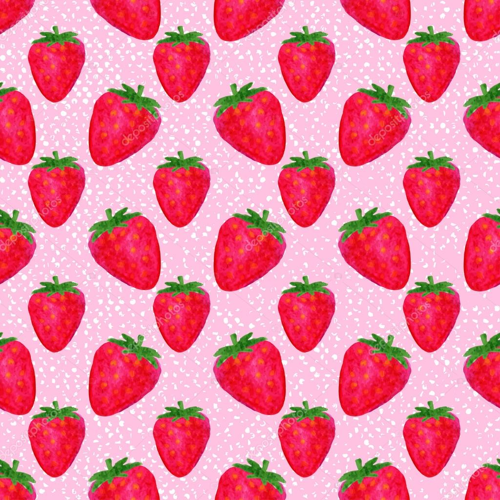 Strawberry Hand Draw Seamless Cute Pattern. Summer red berries on