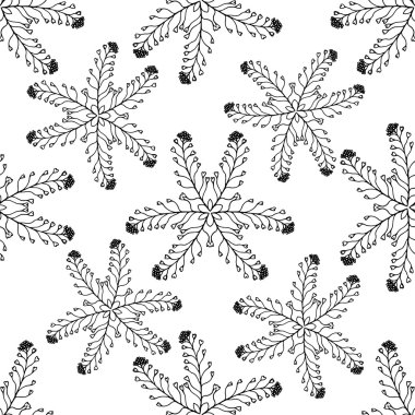 Elle çizilmiş seamless modeli. Tropikal deniz doku ile stilize starfishes. Vektör çizim