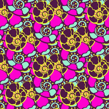 Parlak deniz hayvanı kabuğu renkli vektör seamless modeli. Deniz sorunsuz doku. Kumaş sarma, duvar kağıdı,.