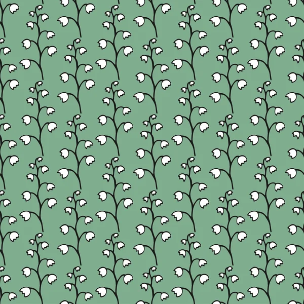 Seamless mönster med lily dalen blommor. Vektor illustration. — Stock vektor