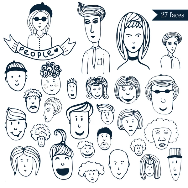 Avatarlar topluluğu doodle çizilmiş insanlar kalabalık.