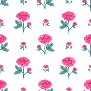 Suluboya Şakayık ile Seamless modeli. Pembe çiçekli vektör çizim. Web sayfası, düğün davetiyeleri, için çiçek arka planı Kaydet tarihi bildirimi kartı.