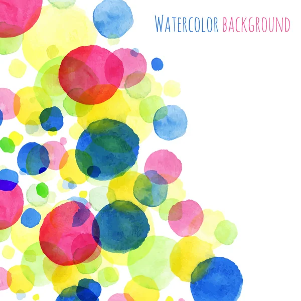 Abstact háttér, akvarell festett kör vízcseppek színes üdvözlőlap vektor tervezési minta — Stock Vector