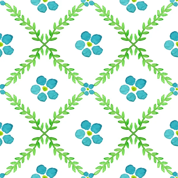 Seamless pattern with hand painted watercolor flowers and brunches. Forget-me-not flowers vector texture — Stock Vector