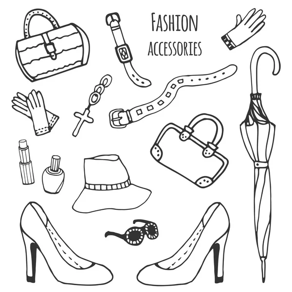 Sketch collection of women accessories. — Stock Vector