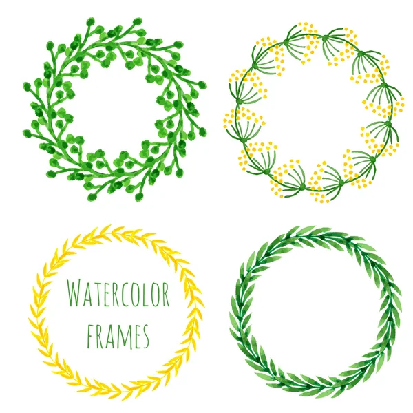 Watercolor wreath set. — Stock Vector