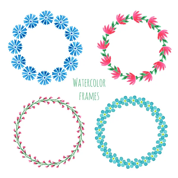 Watercolor wreathes set. — Stock Vector