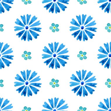 Dikişsiz desen suluboya Peygamber Çiçeği ve unutma. Mavi çiçekler. Arka plan tasarımı ve dekorasyonu için. Hediye paketleri, şal, tekstil, kumaş, duvar kağıdı, tebrik kartı için kullanılabilir