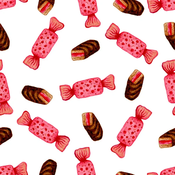 水彩甜甜的巧克力糖 — 图库矢量图片
