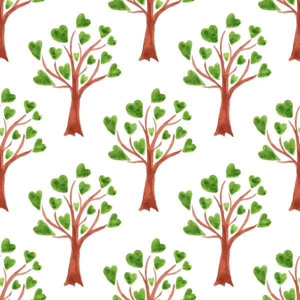 Watercolor trees seamless pattern — Stock Vector