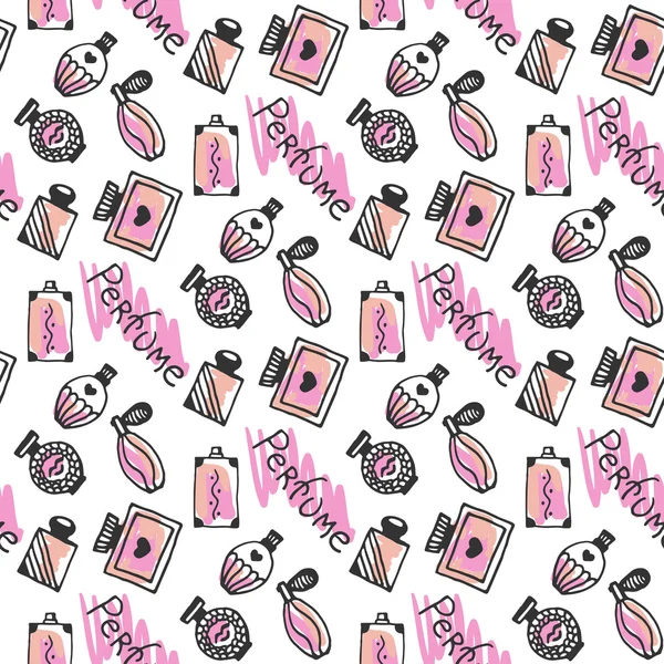 Seamless pattern with perfume bottles — Stock Vector