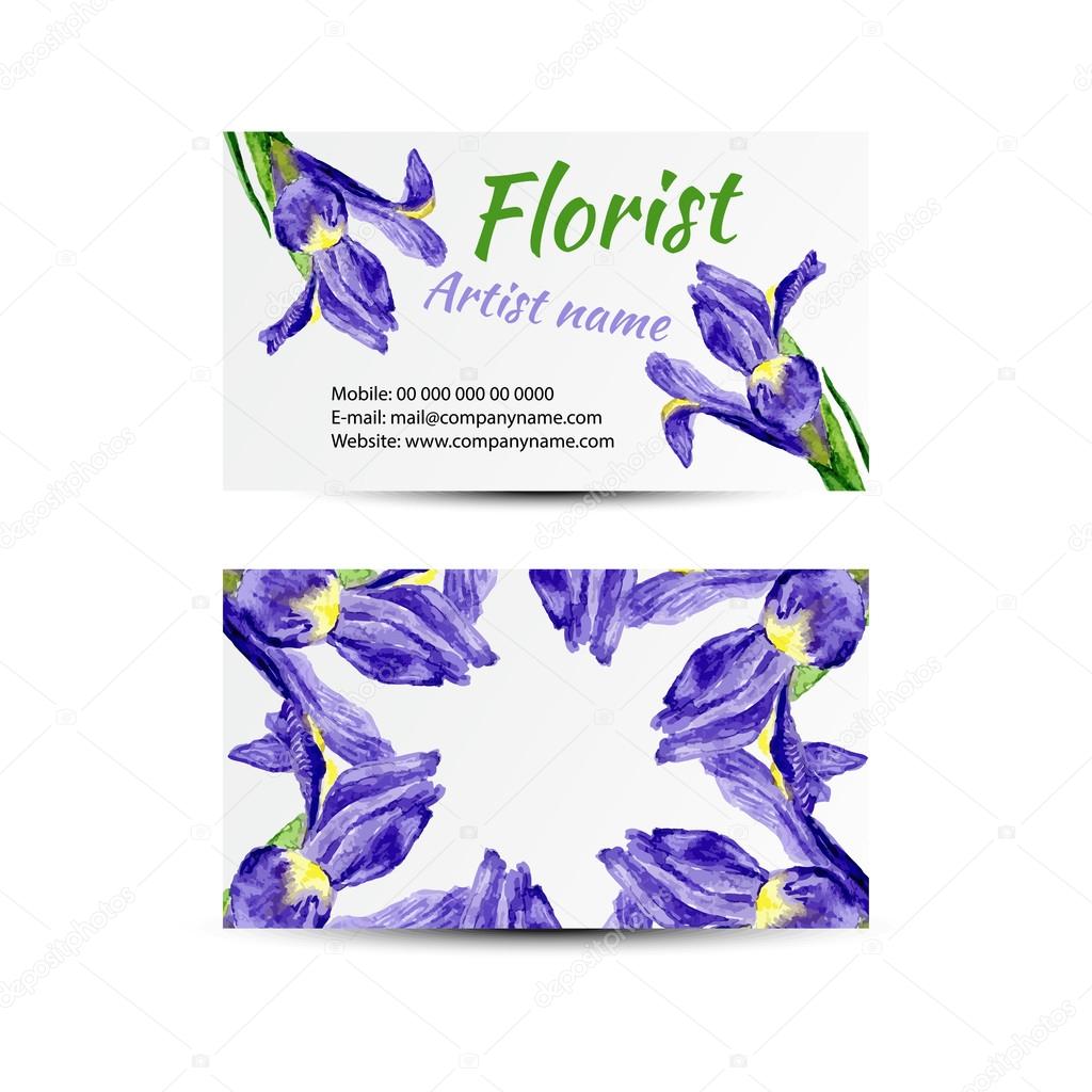 Florist Business Card Watercolor Iris Flowers Design Templates Set Vector Image By C M Ion Vector Stock