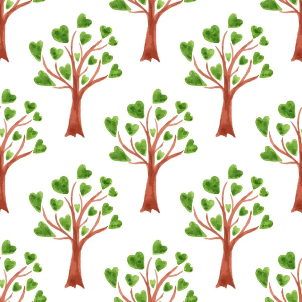 Watercolor trees seamless pattern — Stock Vector