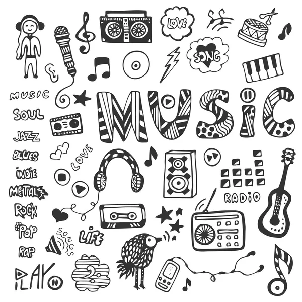 Conjunto de iconos musicales . — Vector de stock