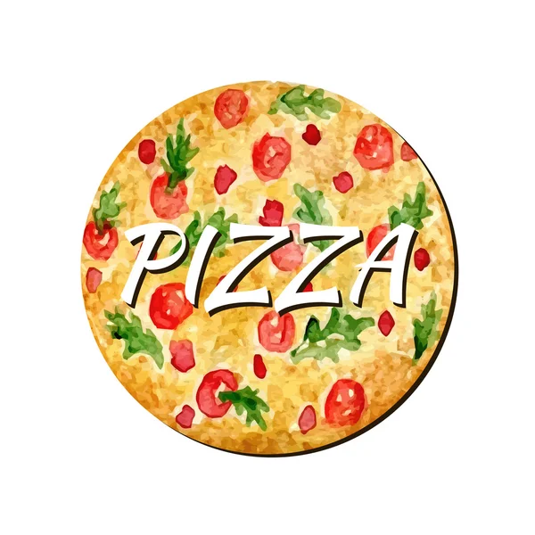 Akvarel pizzu izolované kresby. — Stockový vektor