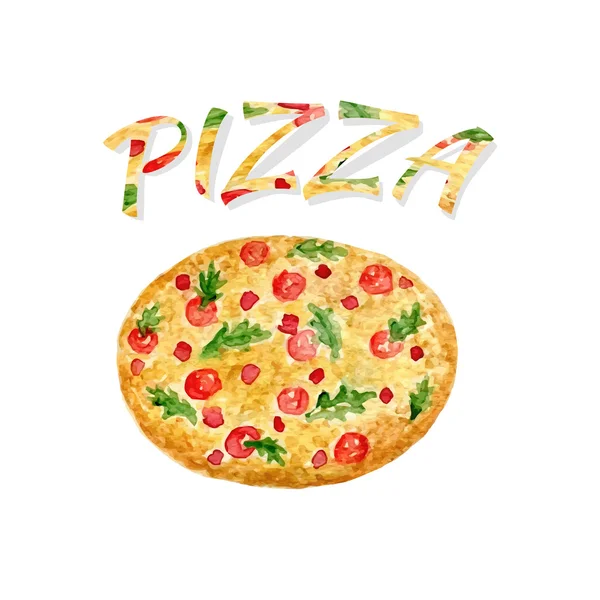 Akvarel pizza izolované. — Stockový vektor