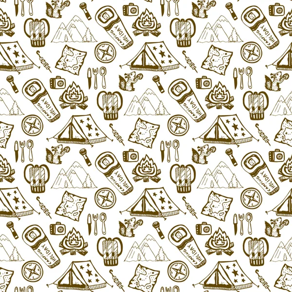 Pattern with camping objects. — Stock vektor
