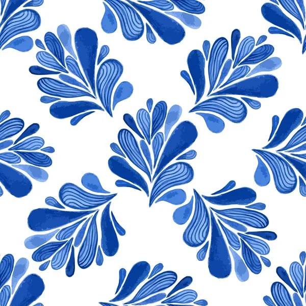 Pattern with blue leaves. — Stock Vector