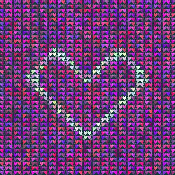 Coeur sur fond de motif sans couture — Image vectorielle