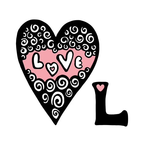 Coeur, avec texte amour — Image vectorielle