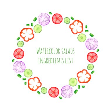 suluboya vektör çerçeve ile sebze koymak