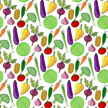 sebzeler elle çizilmiş seamless modeli