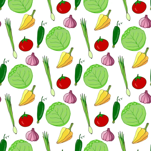Mönster med färgglada grönsaker — Stock vektor