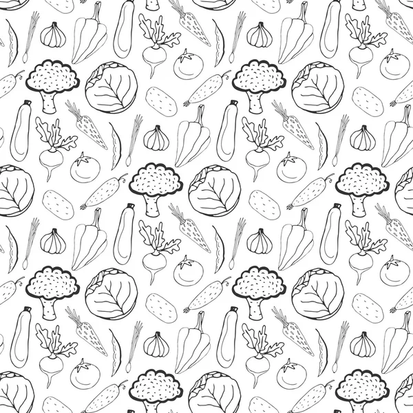 Hand drawn seamless background of vegetables. — 스톡 벡터