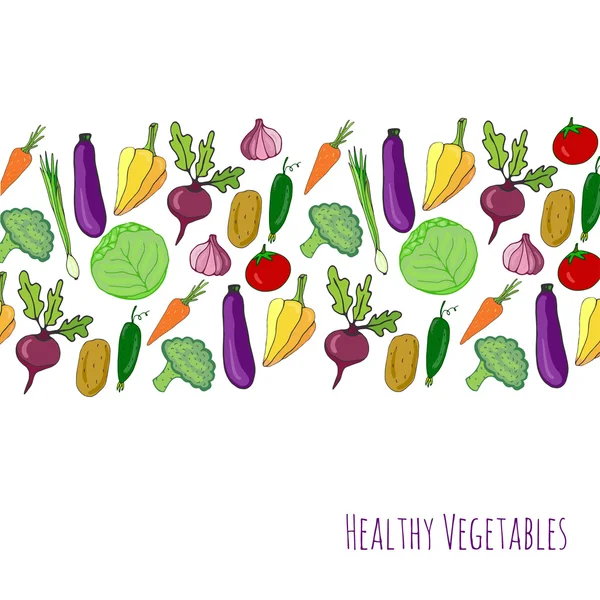 Vegetable hand drawn background. — ストックベクタ