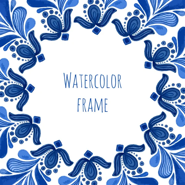 Blue traditional floral frame — Stok Vektör