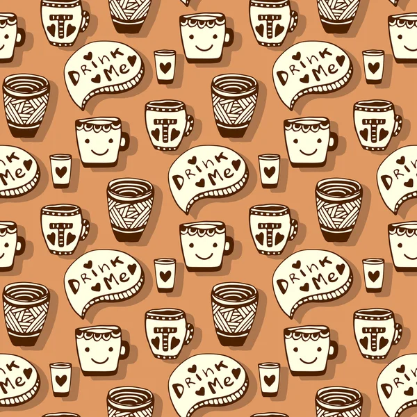 Fondo de café patrón sin costuras — Vector de stock