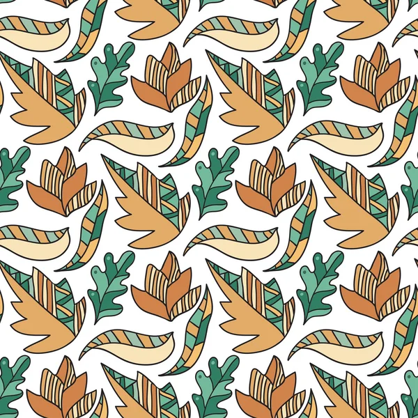 Φθινόπωρο doodle μοτίβο φύλλα. — Διανυσματικό Αρχείο
