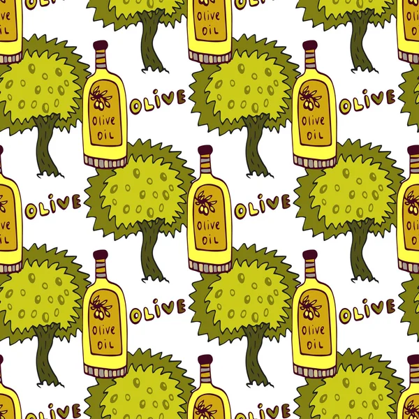 Oil bottle seamless pattern — Stock Vector