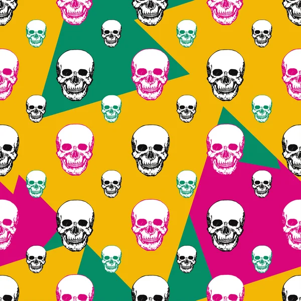 Colorful skulls print. — Stock Vector